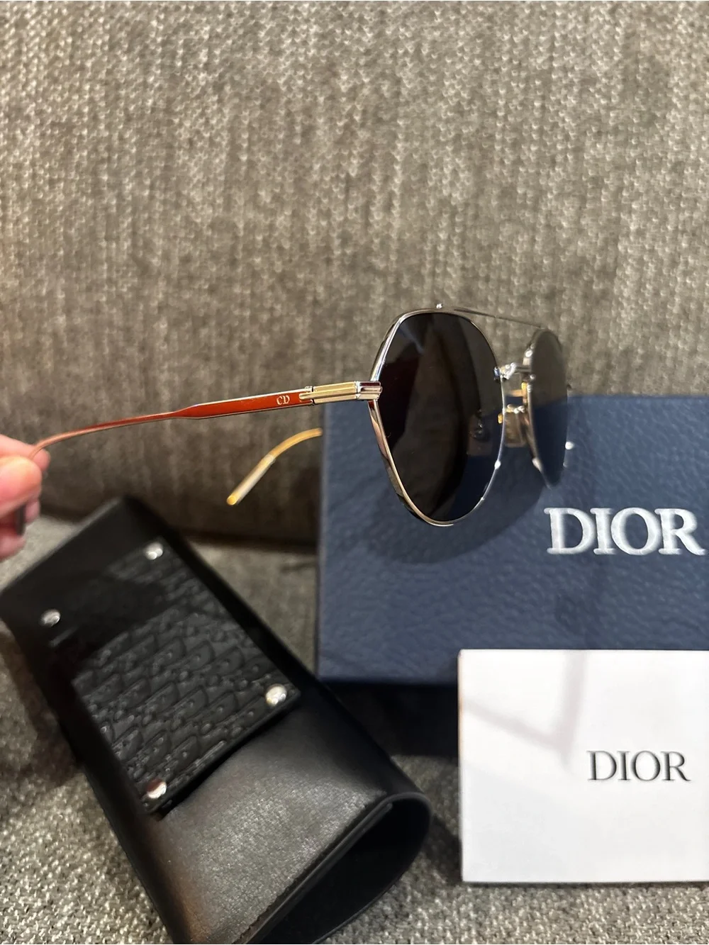 Christian Dior Round Sunglasses in Black and Silver frames